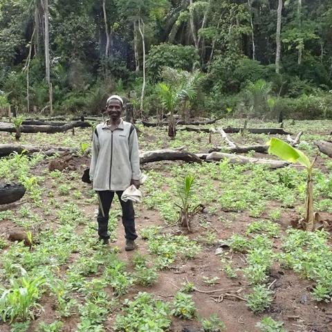 Farmer Raymond Sango in his field in Bili, DRC