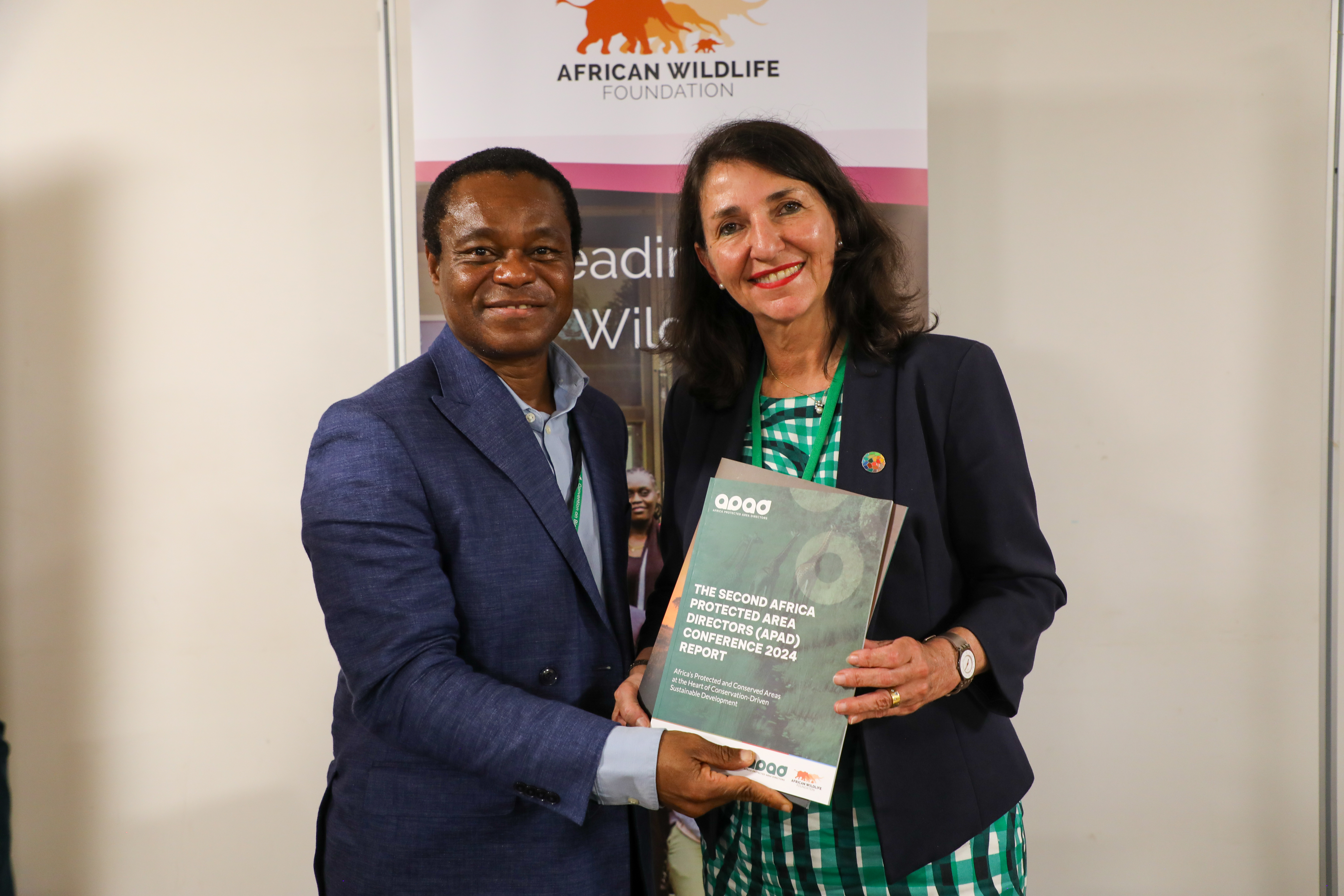 AWF VP, Global Leadership Fred Kumah and Ms. Verena Klinger-Dering, Focal Point CBD and IPBES from Germany's Federal Ministry for the Environment, Nature Conservation, Nuclear Safety and Consumer Protection (BMUV) during the APAD Report Launch 