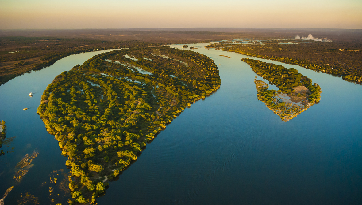 Aerial shot of a river.