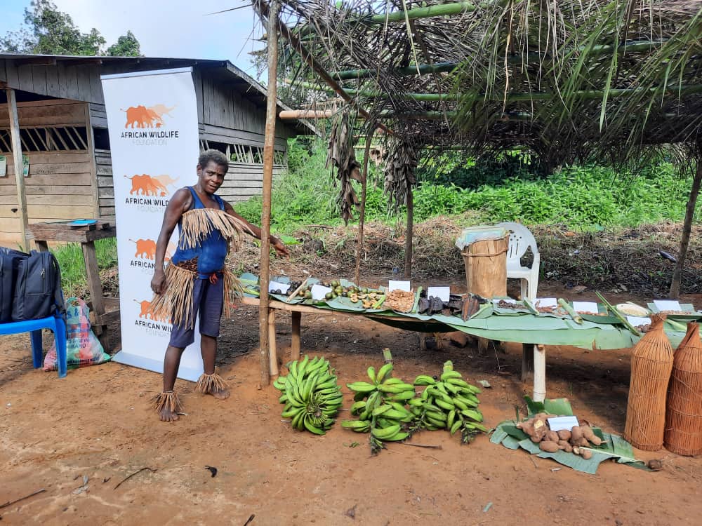 Display of crops harvested from their farms