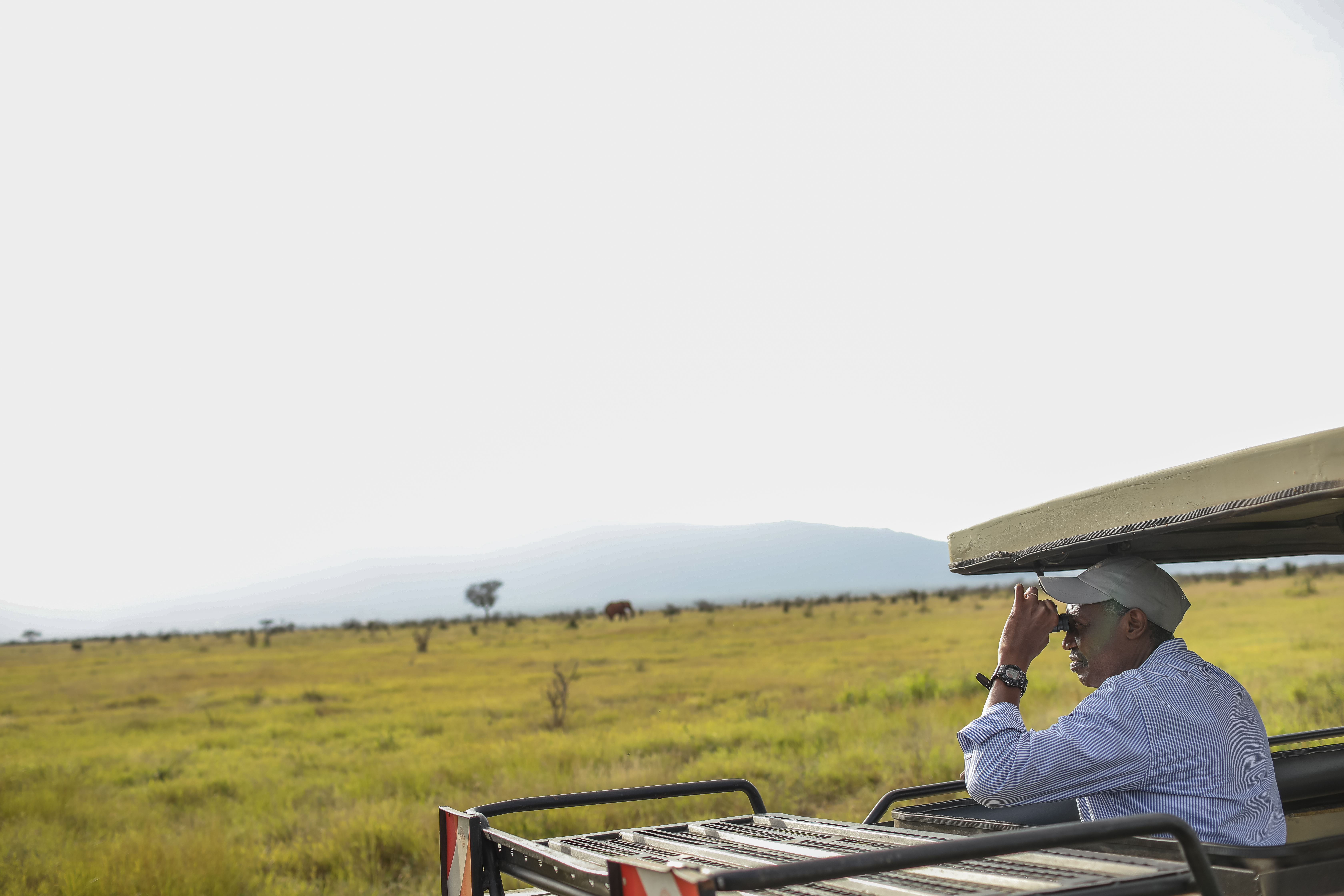 AWF CEO, Kaddu Sebunya on Safari in Tsavo National Park, Kenya