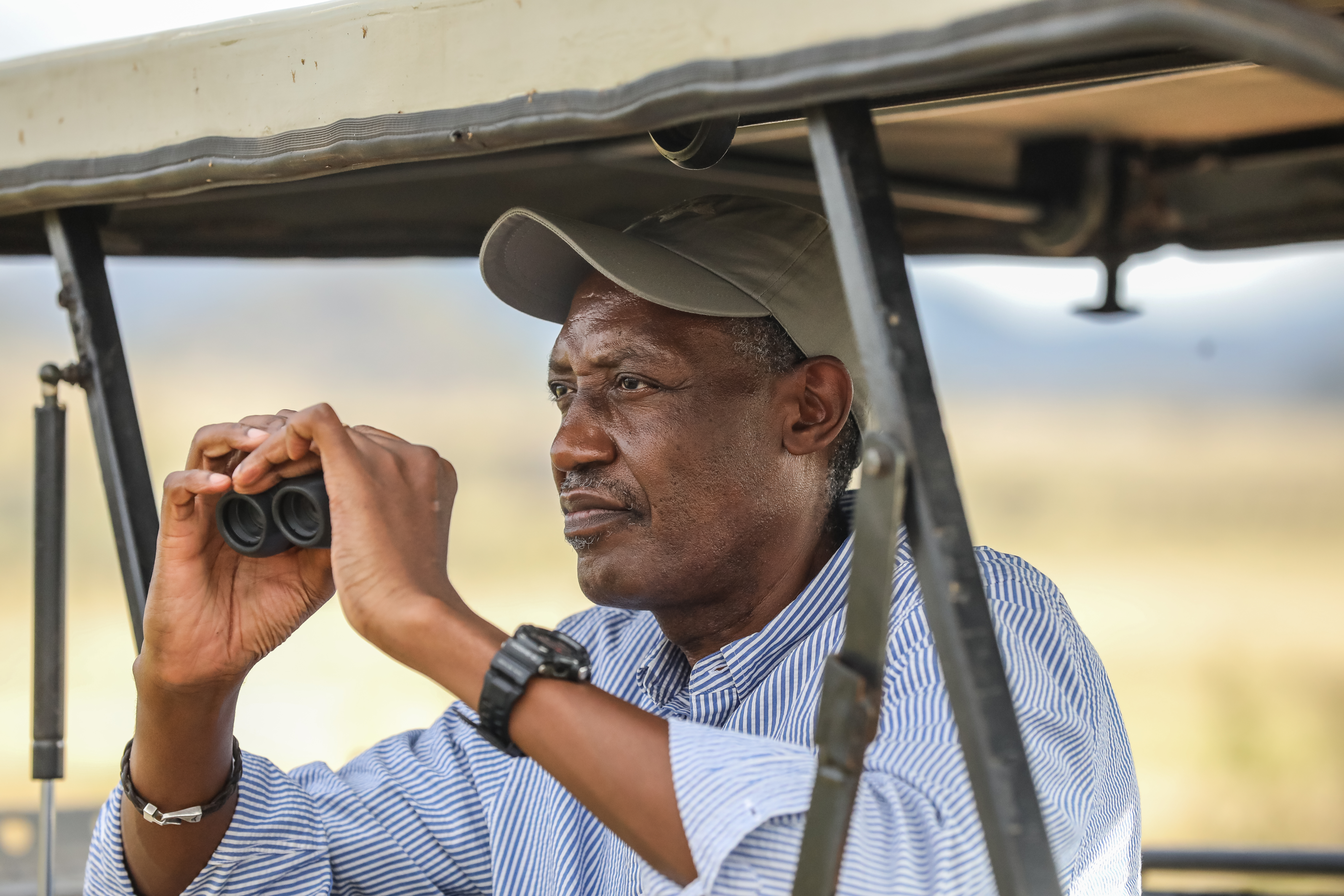 Kaddu Sebunya on Safari in Tsavo National Park, Kenya