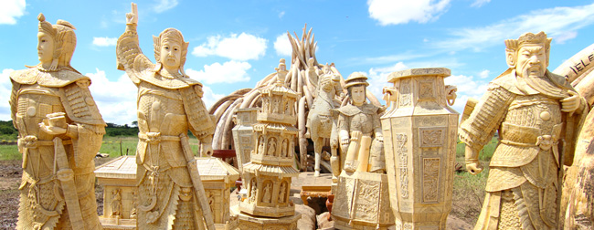 Photo of traditional ivory carvings before historic ivory burn to stop illegal trade in wildlife products