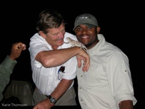 We still had a good time. Here is "Babu" and me with a chameleon.