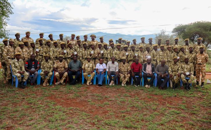 Group photo during the first responders training for newly recruited KWS rangers at Lake Jipe grounds