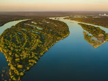 Aerial shot of a river.