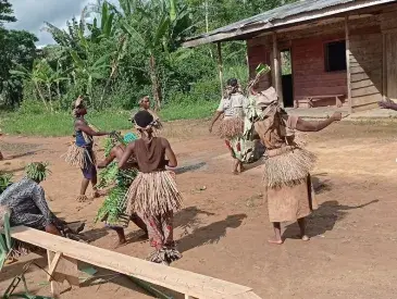 A group of Bagyeli people dancing